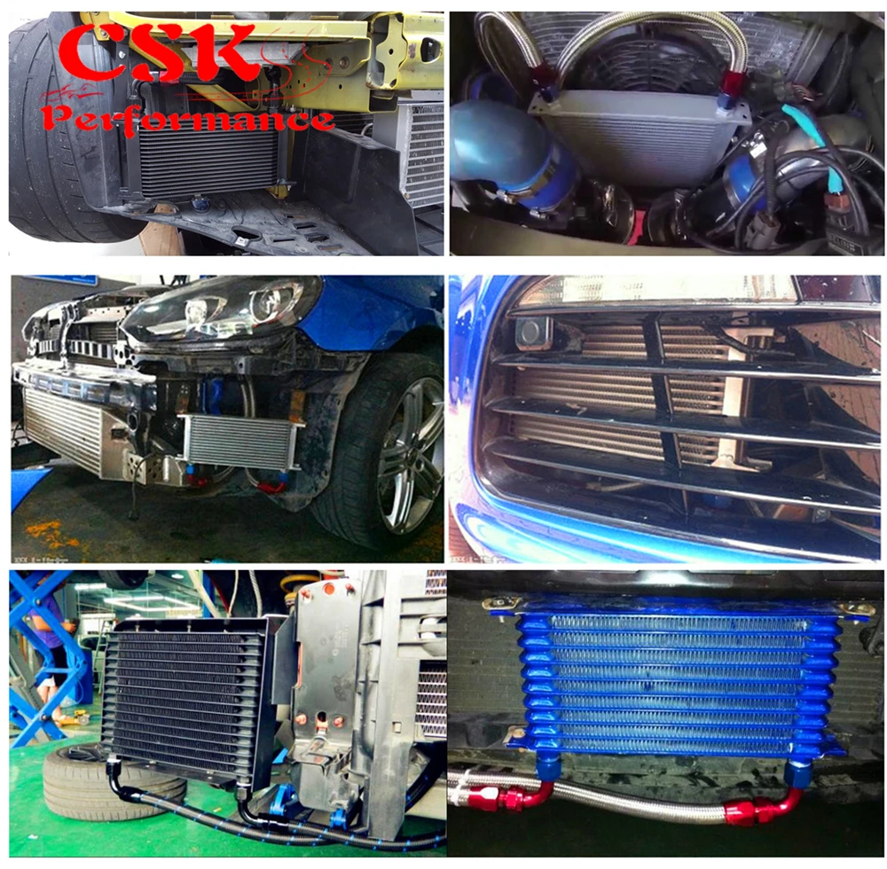 

25 Row AN10 Universal Aluminum Engine Transmission 248mm Oil Cooler British Type w/ Fittings Kit Black