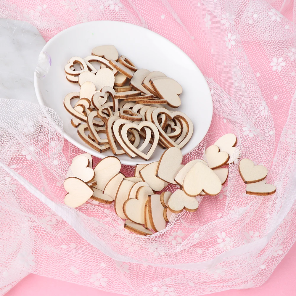 100 шт. новинка модные полое любовное сердце деревянные детали сделай сам лазерное