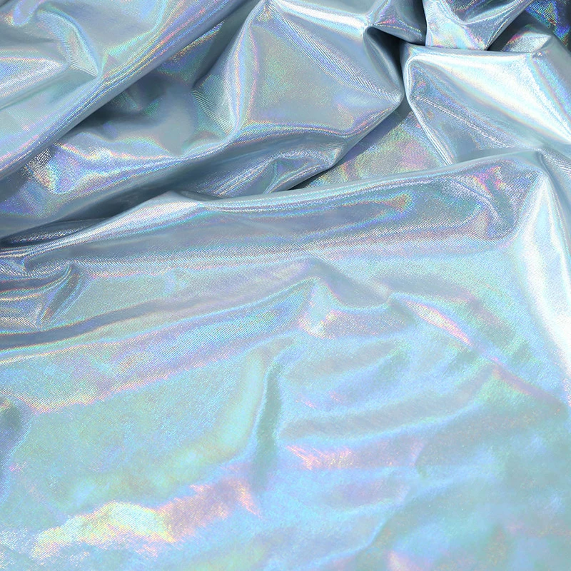 Радужный Серебряный спандекс ткань эластичная швейная Материал для одежды