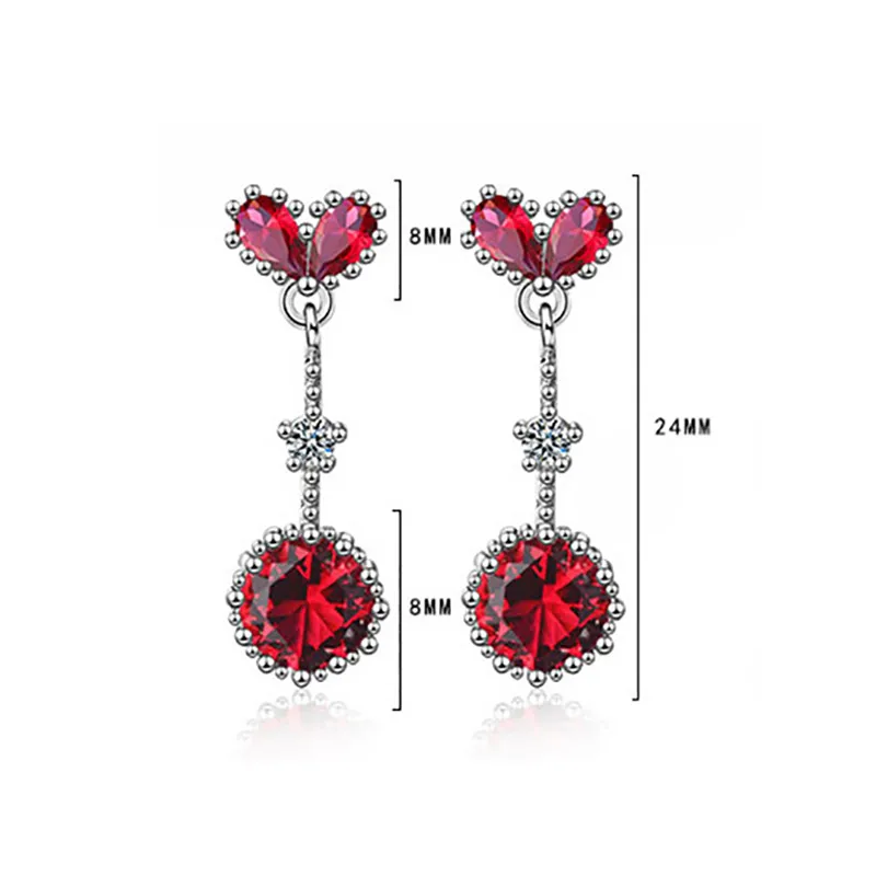 Cellacity, элегантное, в форме сердца, драгоценный камень, Круглый, серебро, 925, ювелирное изделие, рубиновое кольцо для женщин, сапфировое, ушные капли, темперамент, вечерние, для девушек