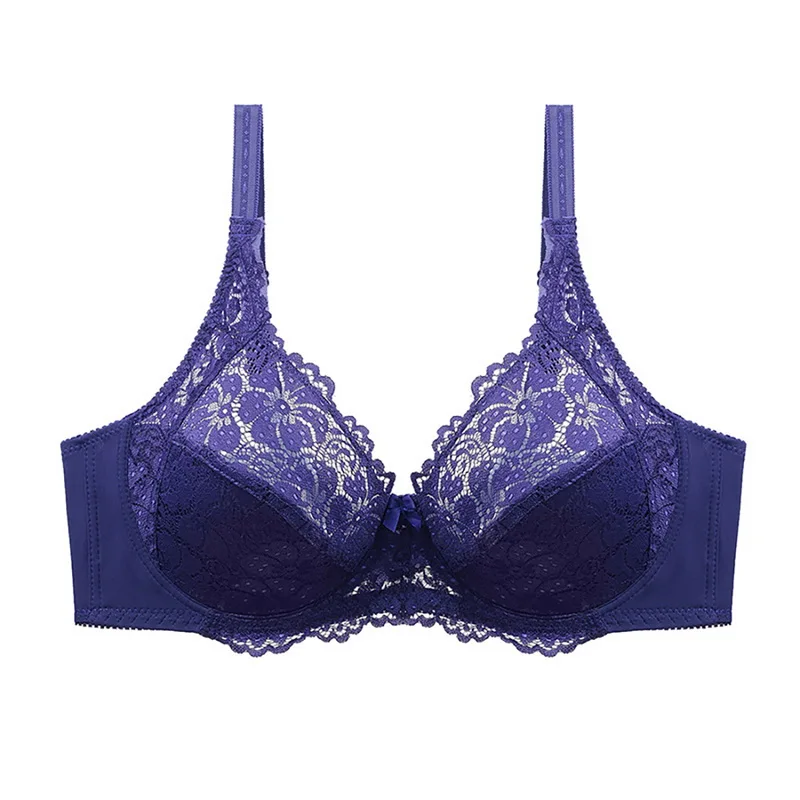 

2021 New Plus Size Bra D E F Cup Thin Lace Bralette Extra Large Size Bras For Woman Push Up Brassiere Adjustable Bras Underwear