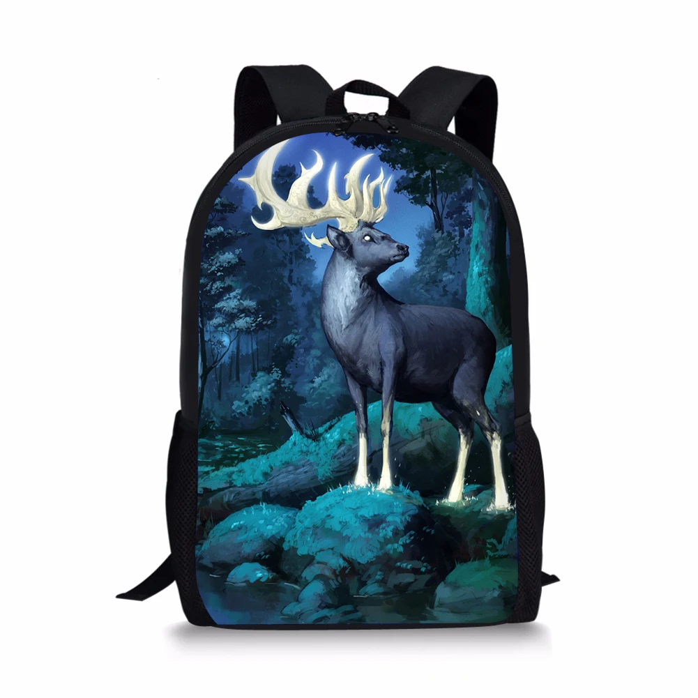 Fashion Children's Backpacks Fantasy Deer Pattern Toddler Kids School Book Bags Cartoon Animal Girls Travel Backpack
