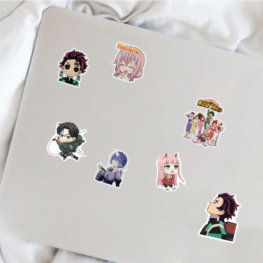 Pegatinas de Anime Mix Jujutsu Kaisen Attack on Titan, grafiti, bricolaje, para port&aacute;til, guitarra, motocicleta, Skateboard, equipaje, 10/30/50 Uds.-4