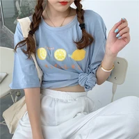 loose free size t shirt female fruit print 2022 summer korean casual high quality new short sleeved womens top