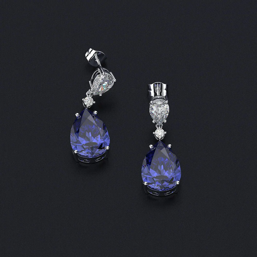 

CMajor, Стерлинговое Серебро, цельное, S925, изысканные ювелирные изделия, модные, розовые, синие, в форме капли воды, кубический циркон, классичес...