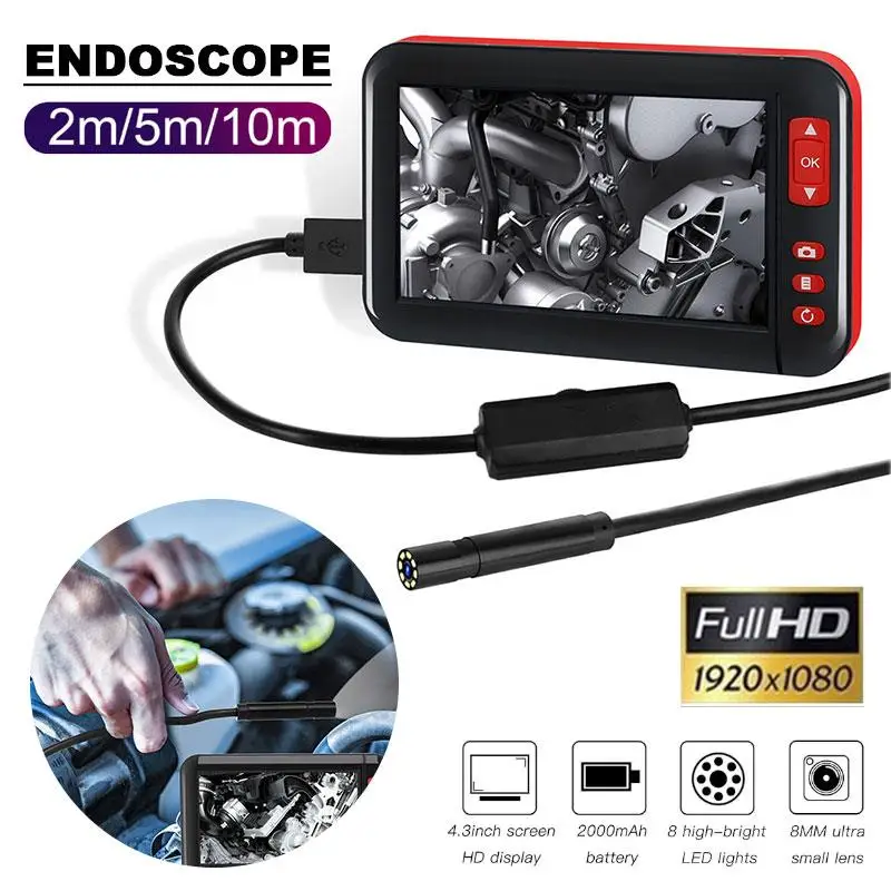 

Endoscope 4.3 Inch 1080p Inspection Monitoring Photos Ear Cleaning Tool Visual Endoscope Ear Spoon Borescope ABS Waterproof