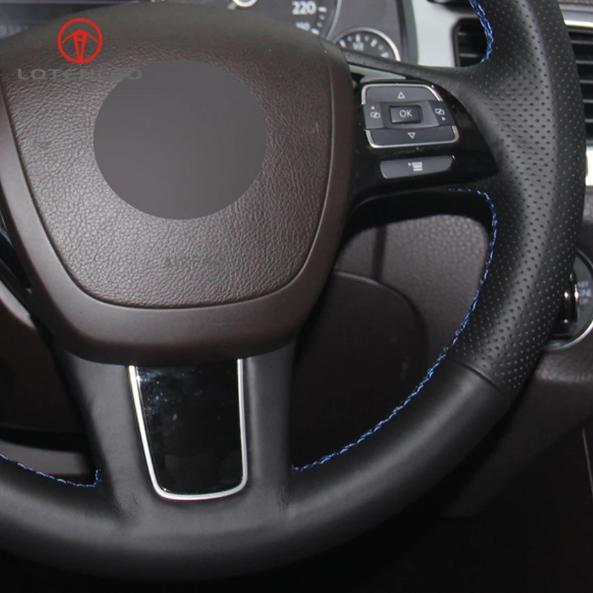 LQTENLEO черный прошитый вручную чехол рулевого колеса автомобиля из искусственной