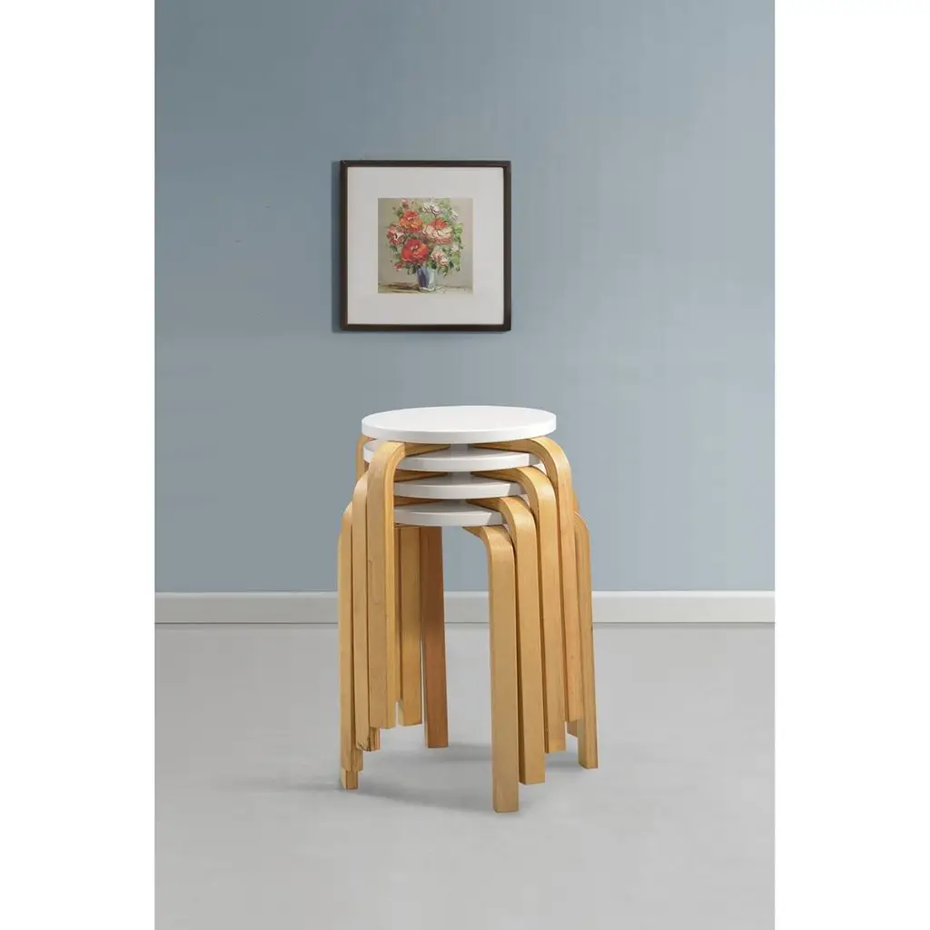 vidaXL Bar Stools 4 pcs White Bent Wood |