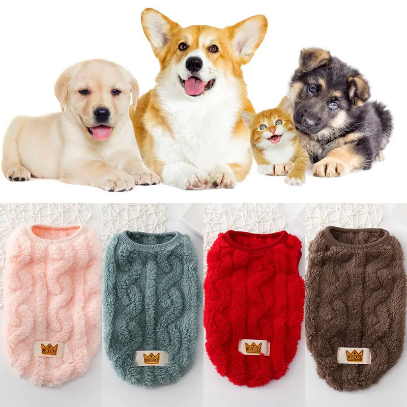 Fleece Pullover Pet Clothes Cute Wavy Double-sided Puppy Kitten Coats Sweater Small Medium Dogs Cats Warm Winter Outfit Costum |