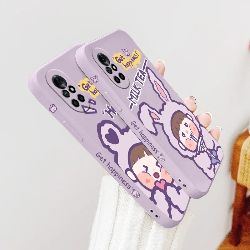 

Girl Drinking Milk Phone Case For Huawei Nova8 8Pro 8SE Nova 7 7Pro 7SE 6 6se 5 5Pro 5Z 5I 5Ipro 5T 4 4E Liquid Silicone Cover