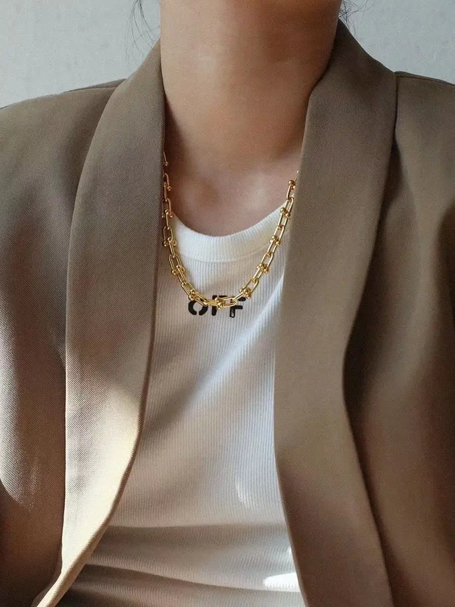 Модное ожерелье с u-образной цепочкой в стиле ins блогера простое savis том же