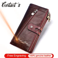 contacts women wallet female clutch genuine leather wallets for ladies long purse phone pocket zipper coin purses card holder