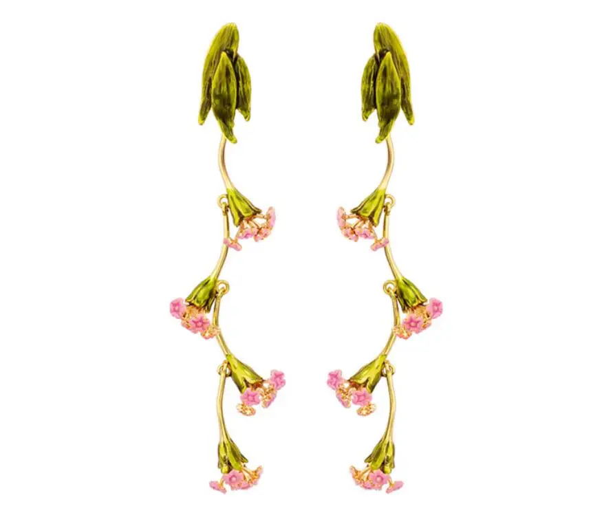 Новинка 2020 эмалированные Серьги CSxjd в виде цветка из ротанга Гипсофилы розового и