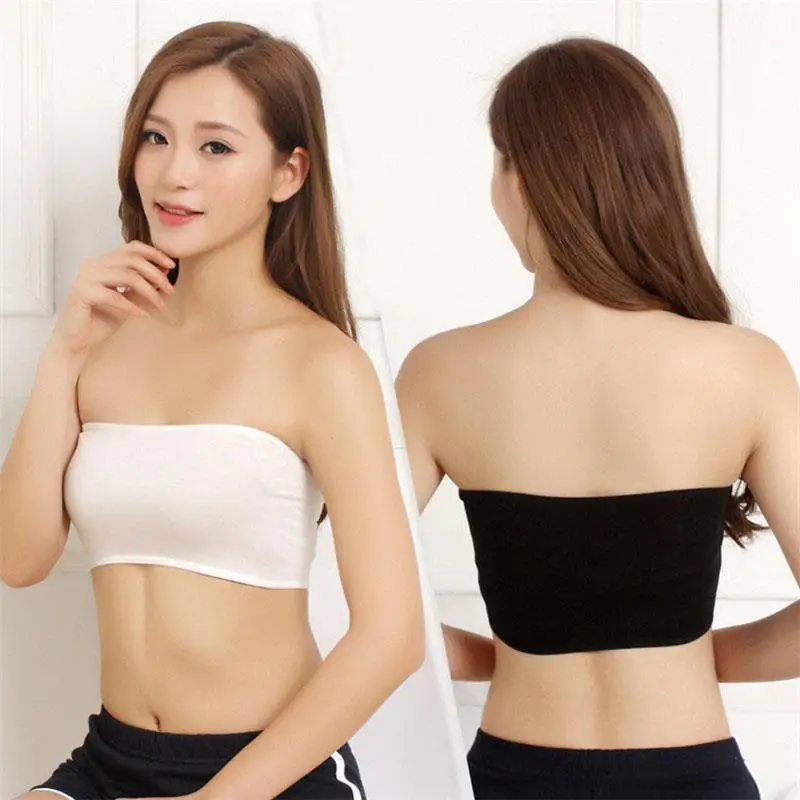 

1PC Underwear Comfortable Ladies chest wrap bottoming Breathable Solid Women strapless ice silk Adjustable anti-emptied