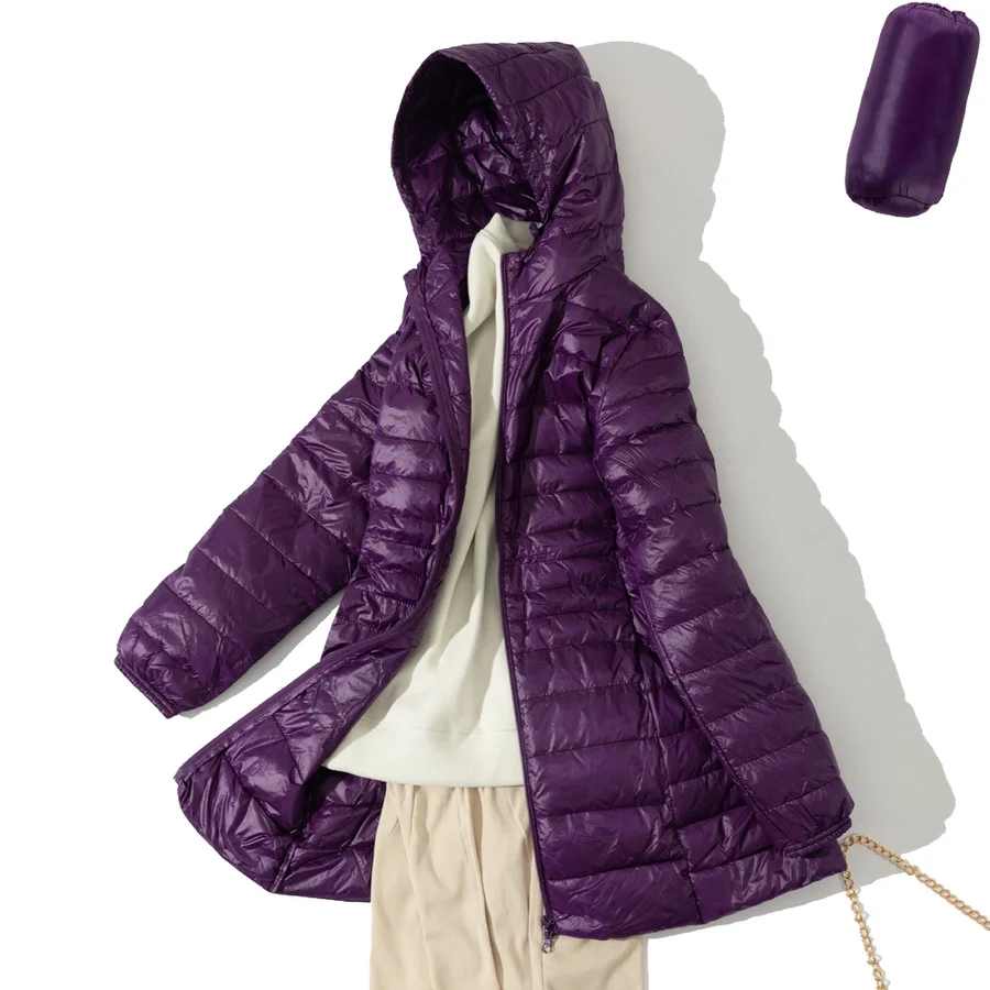 

SYJ 7XL Women's Packable Down Coat Lightweight Plus Size Puffer Jacket Hooded Slim Warm Outdoor Sports Travel Parka Outerwear
