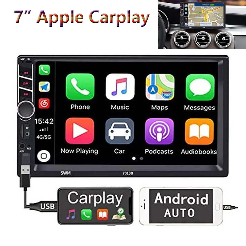 7 дюймов сенсорный экран Apple Carplay Android Авто Multimeida MP5 зарядное устройство для
