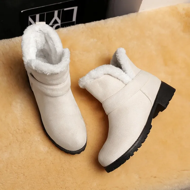 Big Size 9 10 11-17 boots women shoes ankle boots for women ladies boots shoes woman winter Flat sleeve buckle round head