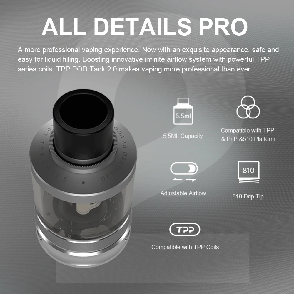 VOOPOO TPP Pod Tank 2 0 с 810 капельным наконечником 5 мл магнитное основание Sub Ohm DM1 DM2
