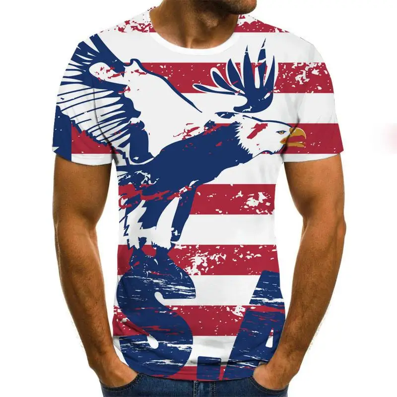

2020 New Summer Fashion Casual Short Sleeves Men's T-Shirt 3D Flag Printing Round Neck Casual T-shirts for men