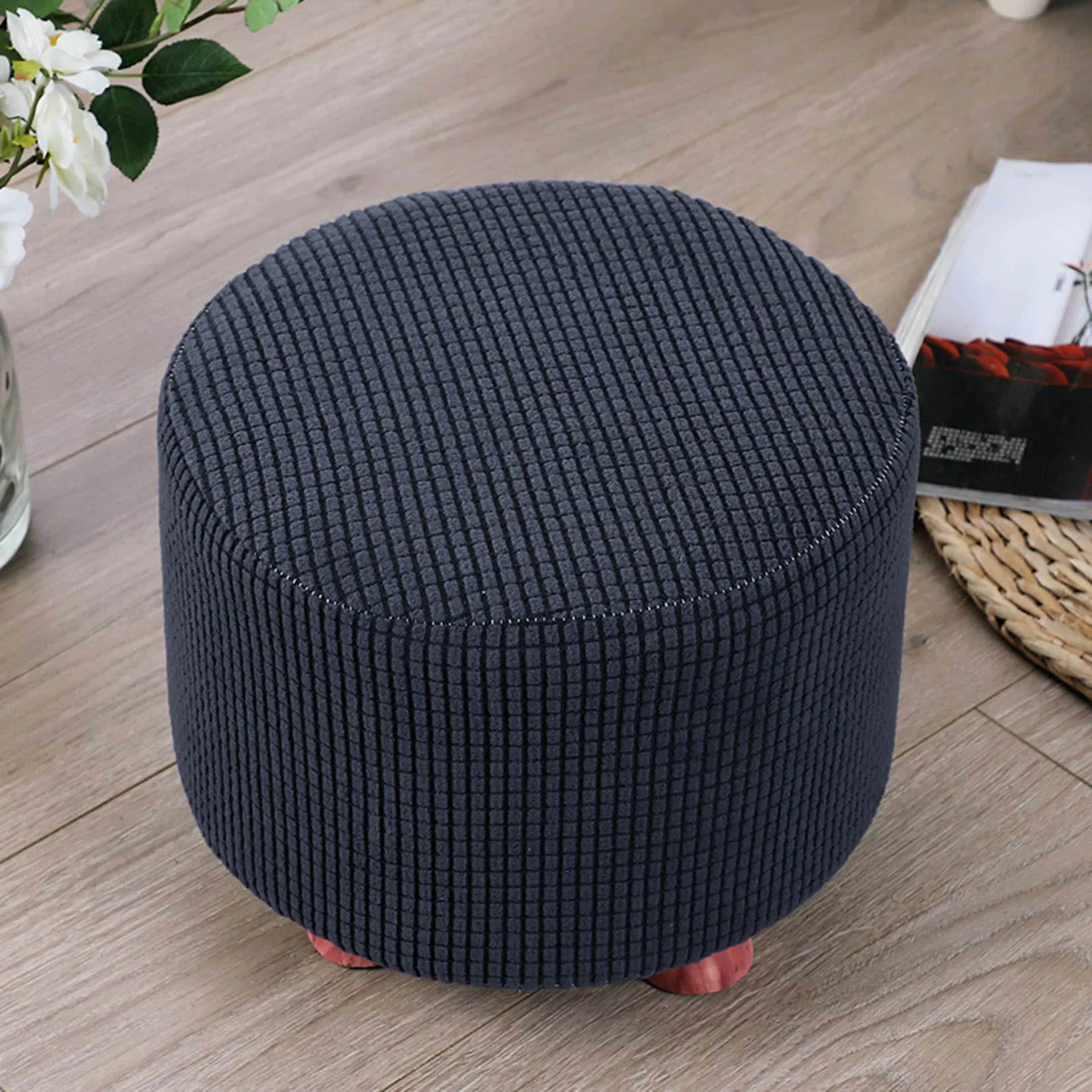 Круглый чехол для ног эластичный оттоманки гостиной защитный дивана защитного