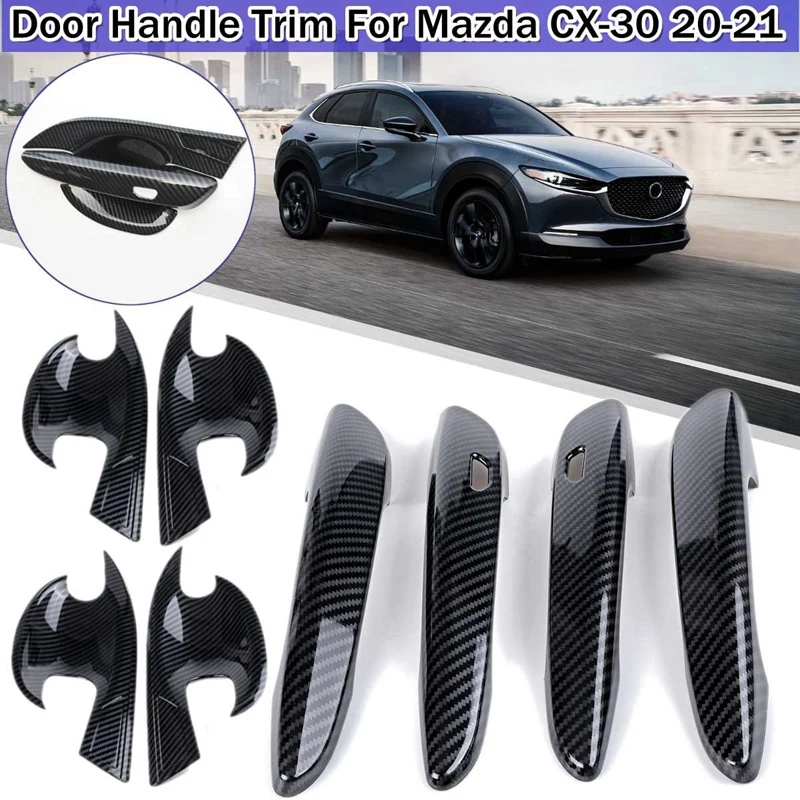 

Новинка-для Mazda CX30 CX-30 2020 2021 ABS углеродное волокно Защитная ручка для двери автомобиля + Внешняя Крышка для дверной ручки
