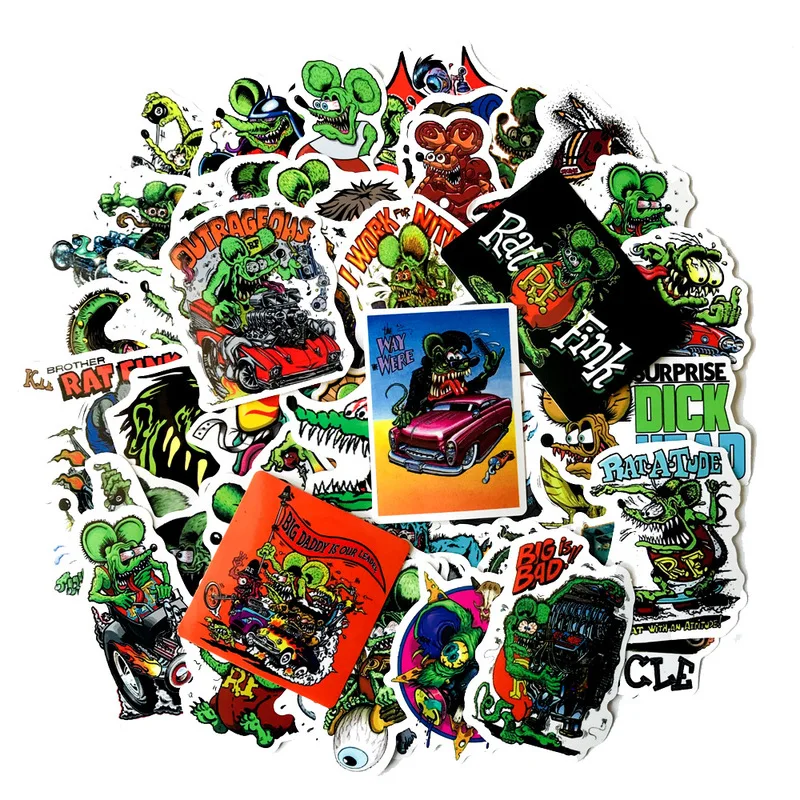 50 шт. крыса Фин Стикеры s Ratfink ПВХ автомобиля для чемодан скейтборда холодильник