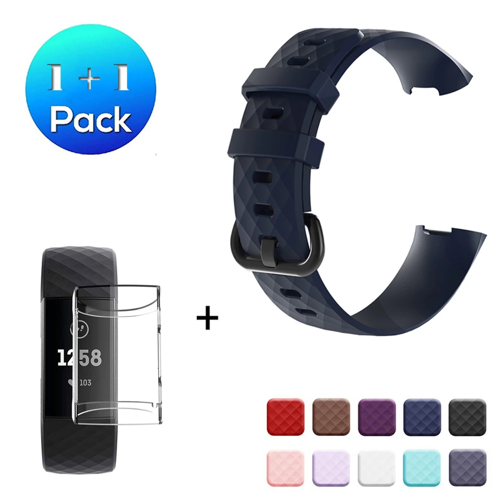 Ремешок для Fitbit Charge 3 сменный ремешок 3/3SE с полным покрытием из ТПУ защитный чехол
