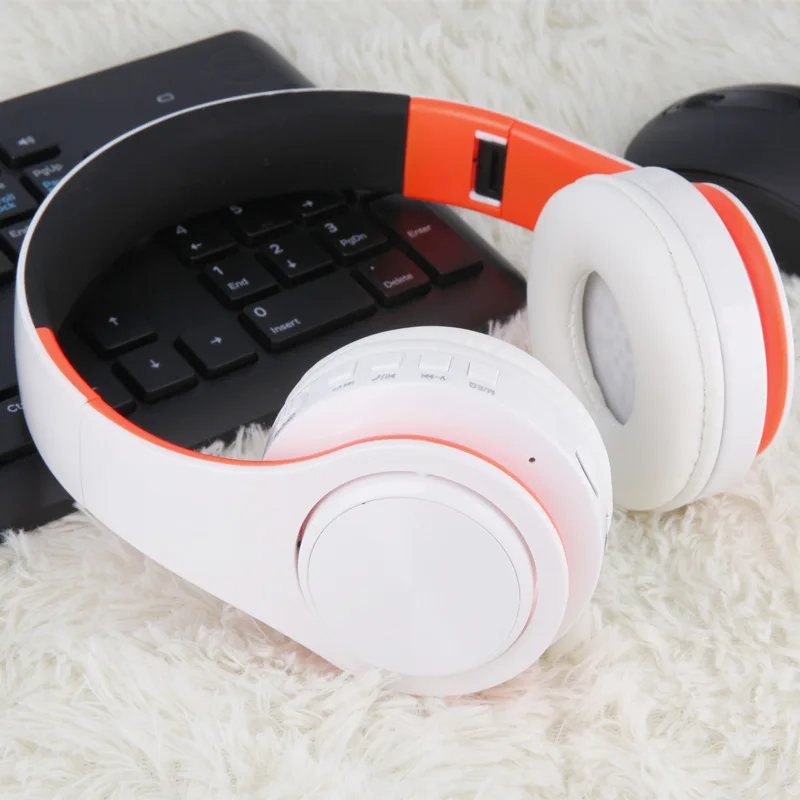 White orange Tourya беспроводные Bluetooth бас-наушники стерео гарнитура складные наушники регулируемые наушники с микрофоном для ПК мобильного телефона тв - Цвет: White orange