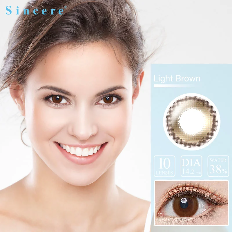 

Sincere-vision 10pcs/box Brown color contact lenses 0-900 for eyes User select daily Day throw vision correction healthcare