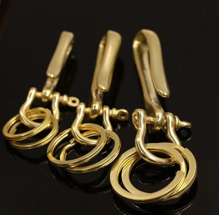 U-образный брелок для ключей из чистой меди золотистого металла Мужской Латунный