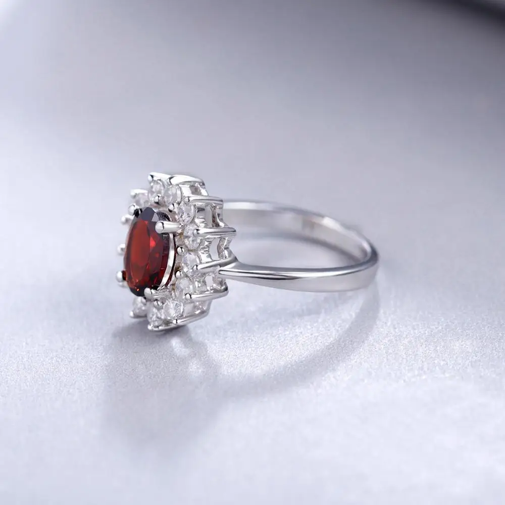 Gem's Ballet Kate Princess Diana 1.47Ct натуральный гранат, нимб обручальное кольцо, настоящее чистое 925 пробы Серебряное ювелирное изделие для женщин