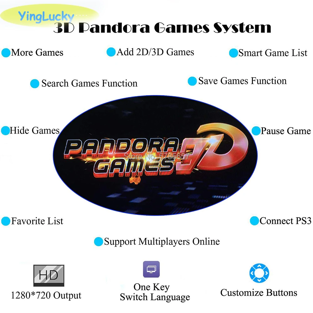 Pandora Box 3D аркадная коробка 4018 в 1 Wifi версия джойстик светильник задержки световые