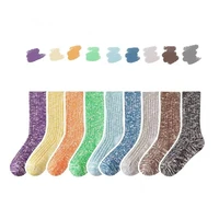 snowflake color solid color thick line autumn and winter thickened long tube socks mens sports pile womens blue slub cotton so