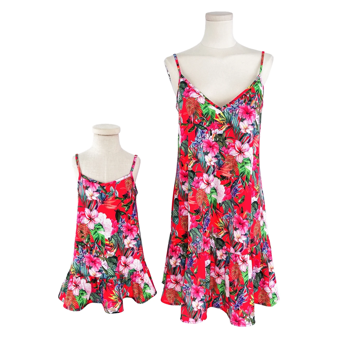 JOYCCIN 2022 SS New Mother And Daughter Floral Print Sleeveless Princess Party Dress 2color(722005) family clothes set