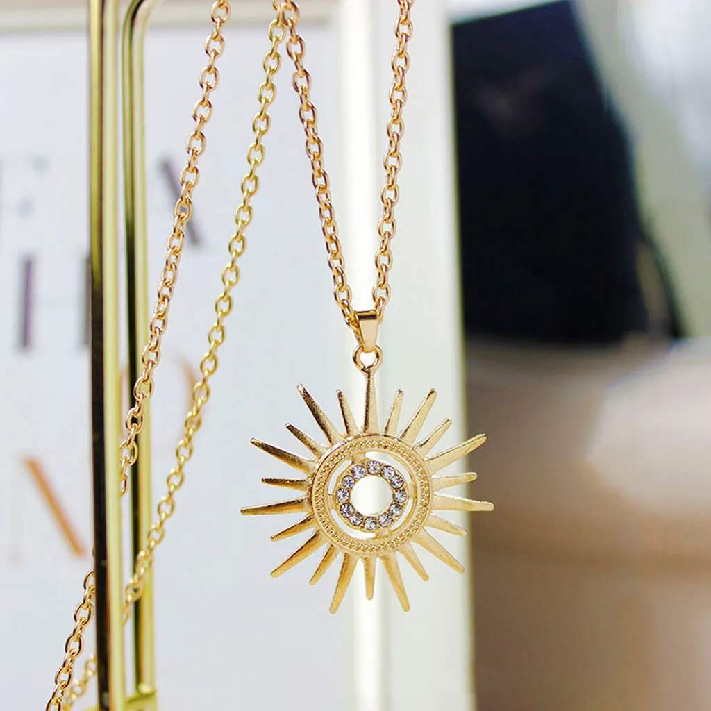 Jewelry Women Fashion Vintage Gift Gold Sunflower Dill Present Necklace For Pendant Accessories hanging бижутерия | Украшения и