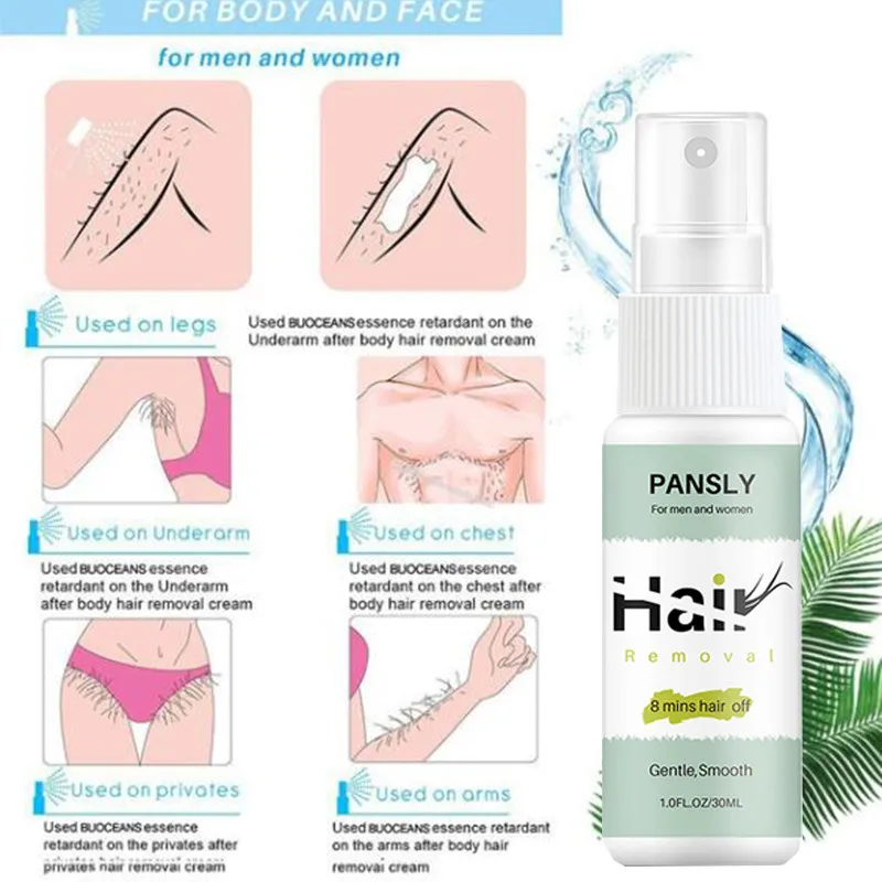Permanent Hair Removal Spray Pansly 8 mins off Depilatory Beard Bikini Legs Painless Remover | Красота и здоровье