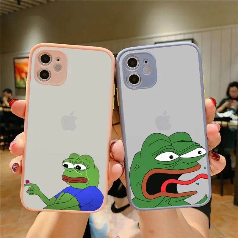 

Cool Funny Frog Phone Case for iPhone X XR XS 7 8 Plus 11 12 13 pro MAX 13mini Translucent Matte Shockproof Case