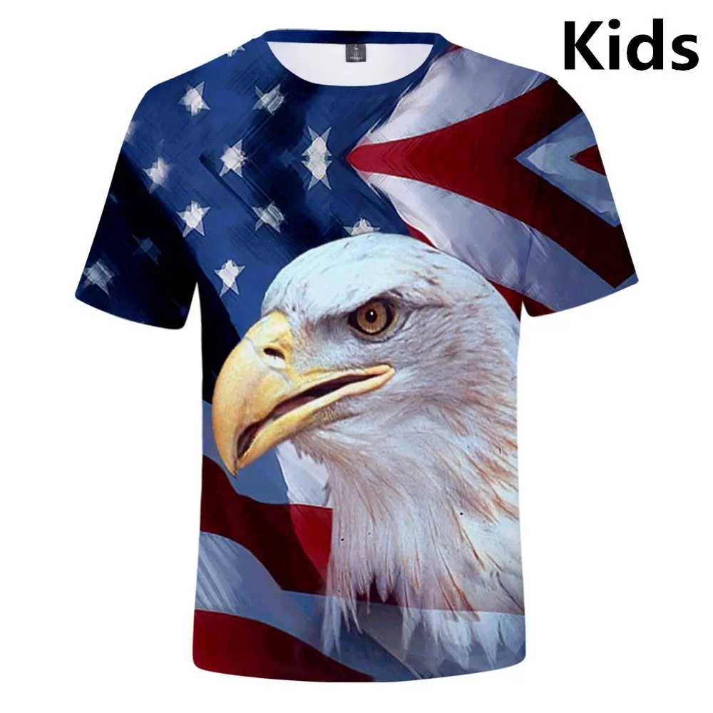 Для детей от 3 до 14 лет Детская футболка с принтом Флаг США Орел 3d для мальчиков и