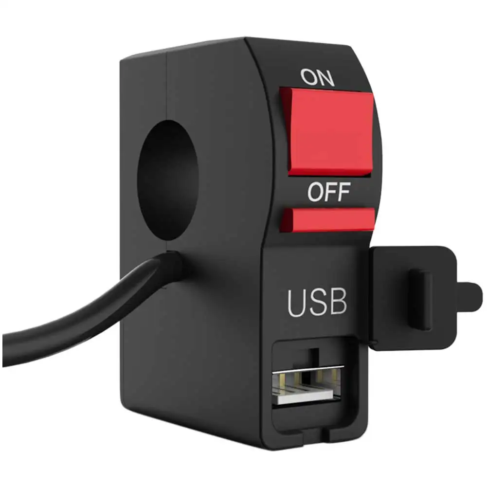 

Power Adapter Headlight Controller ABS With USB Charger Waterproof Flameout Motorcycle Handle Switch Outdoor Accessries
