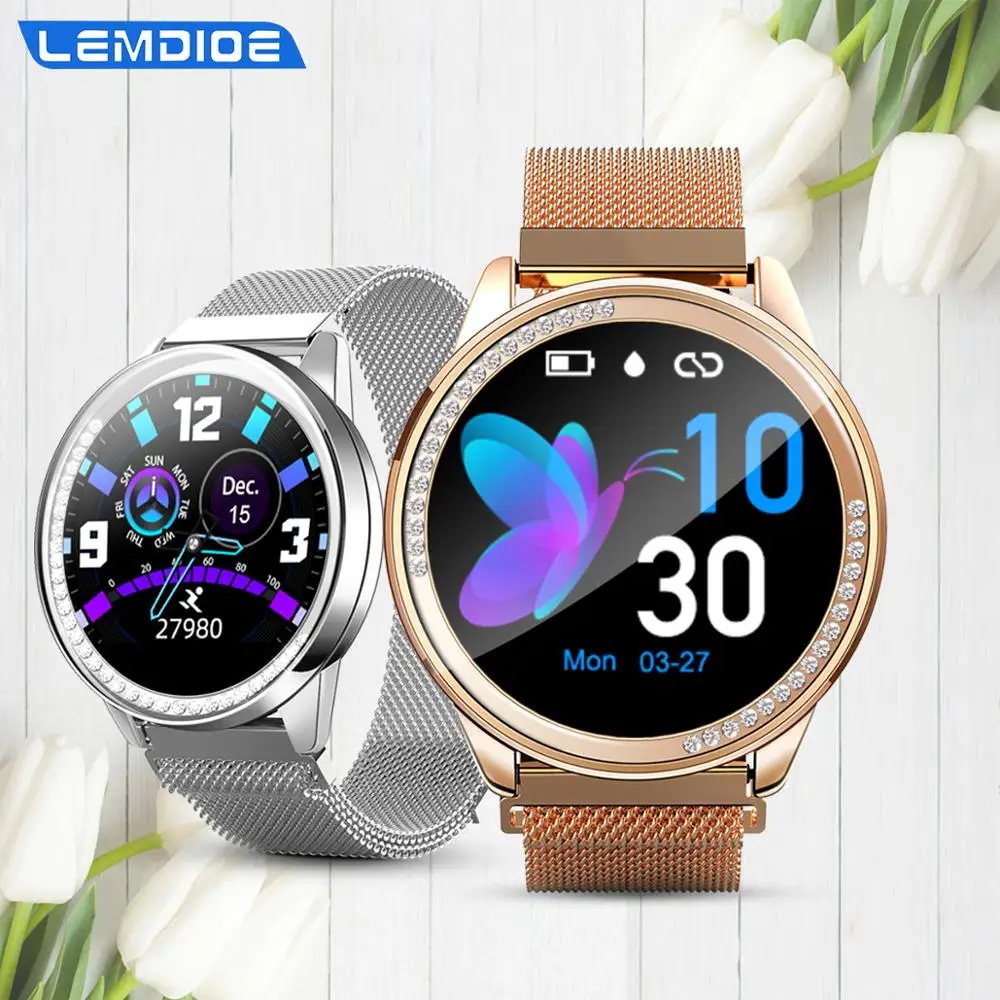 LEMDIOE женские Смарт часы водонепроницаемые Монитор артериального давления мульти