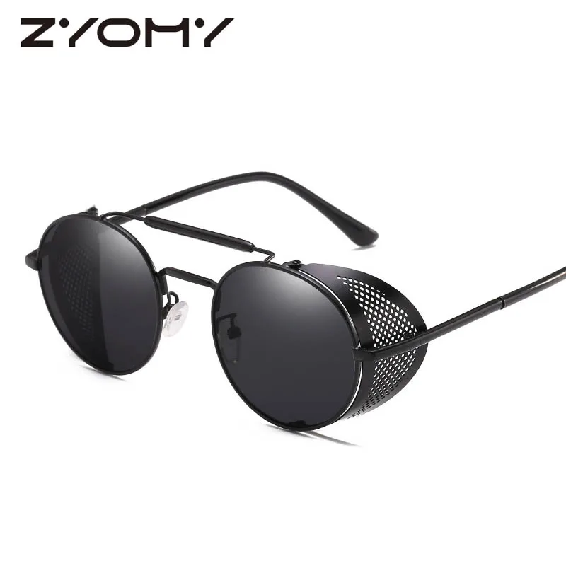 

Q Retro Glases Anti-Reflective Colorful Driving Eyewear Round Punk Men Women Sunglasses Brand Design Goggles Oculos De Sol UV400