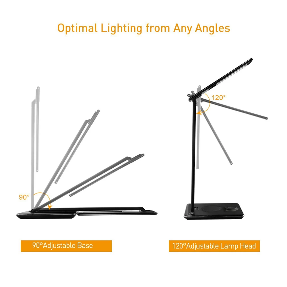 Светодиодная настольная лампа с беспроводной зарядкой и защитой глаз