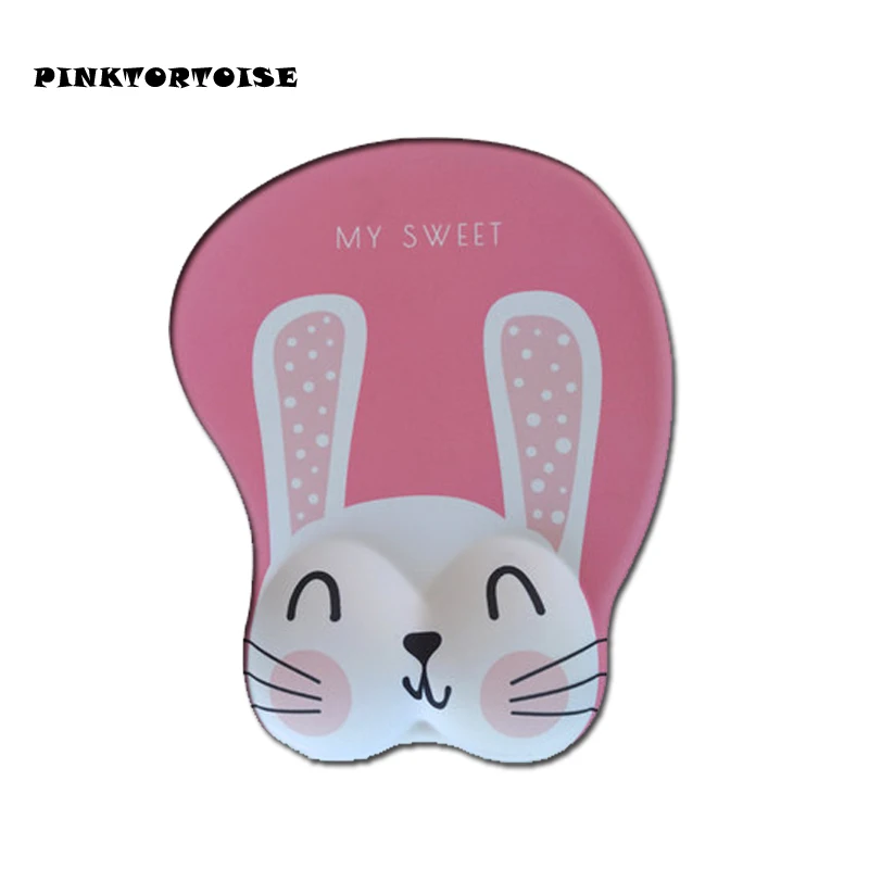 Коврик для мыши с аниме рисунком животных длинные уши кошка полипропиленовый 3D