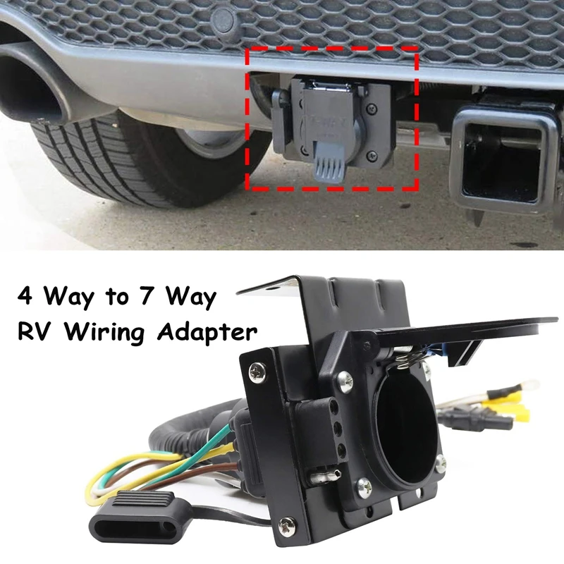 

4 Way Flat to 7 Way RV Blade Style Trailer Truck Wiring Adapter Connector Kit Light Plug Set Convenient Replace