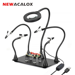 newacalox magnetic pcb circuit board holder flexible arm soldering third hand welding station soldering iron stand repair tools free global shipping