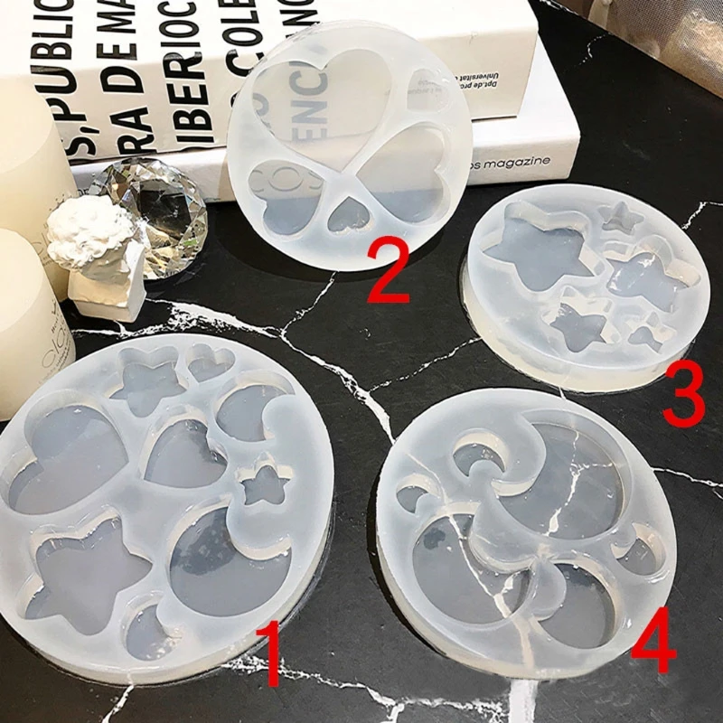 

Handmade All Sizes Moon Star Heart Keychain Pendant Resin Casting Molds Moon Star Silicone Molds Jewelry Making Tools