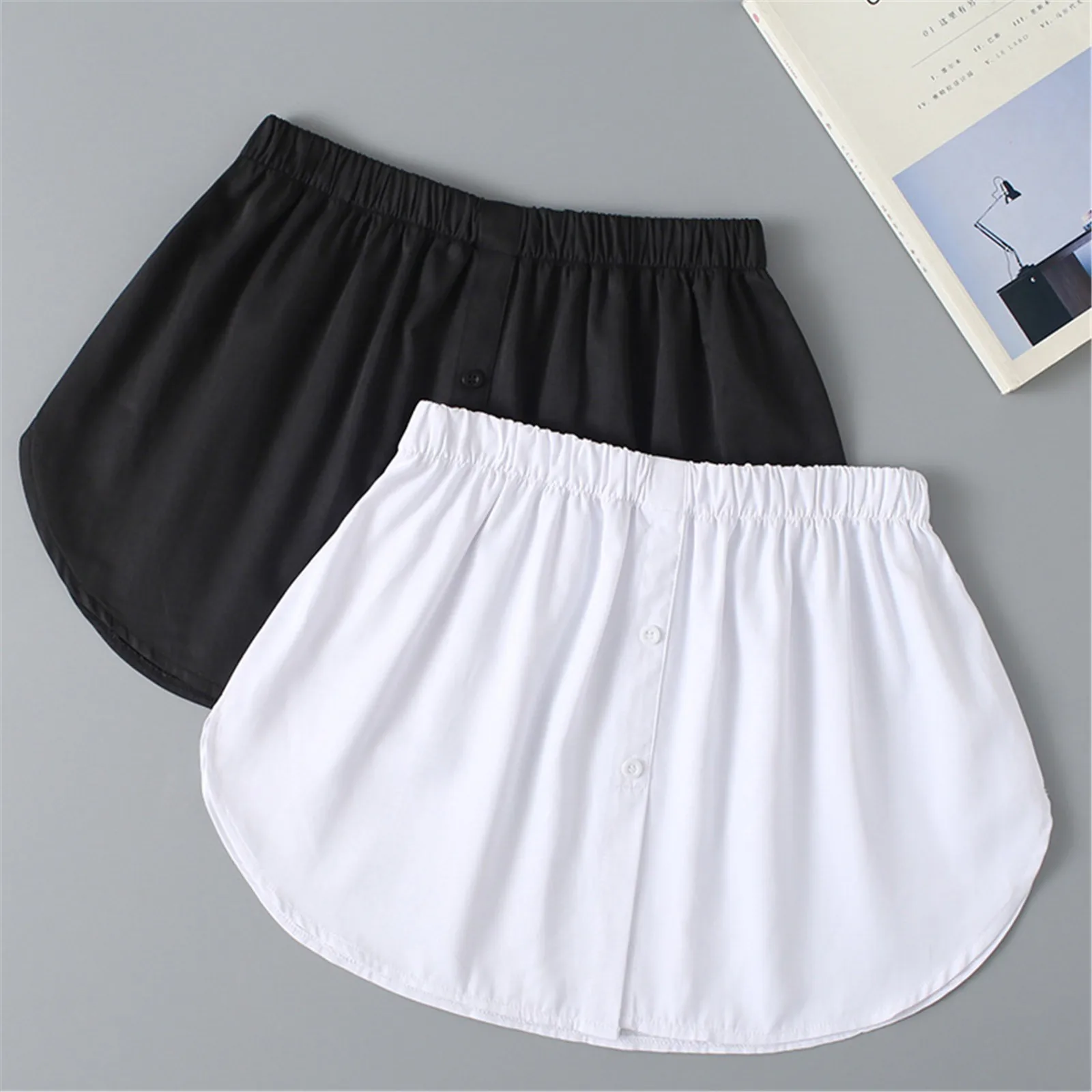 

SAGACE Women Adjustable Layer Fake Top Lower Sweep Hem Skirt Button Skirt Strap Elastic band Fake Two Pieces Inside Short Skirt