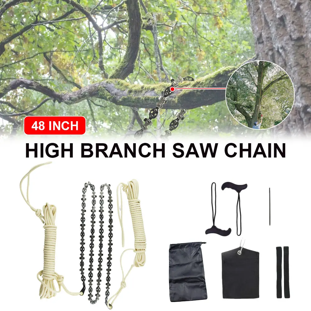 

Garden High Branch Hand Rope Saw Chain Outdoor Felling Pruning Household Gardening Camping Field Survival Pruning Tool 48 Inch