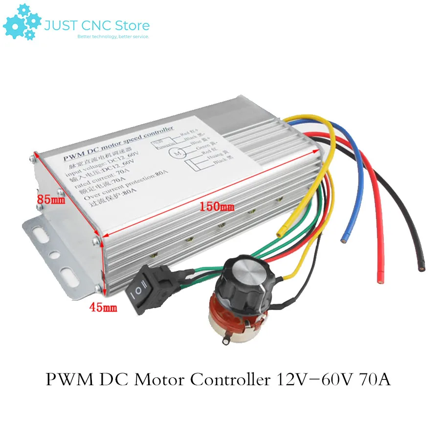 

4000W Linear Under Load Metal DC Motor Controller DC 12V-60V 70A Adjustable Drive Control Regulator PWM Motor speed controller