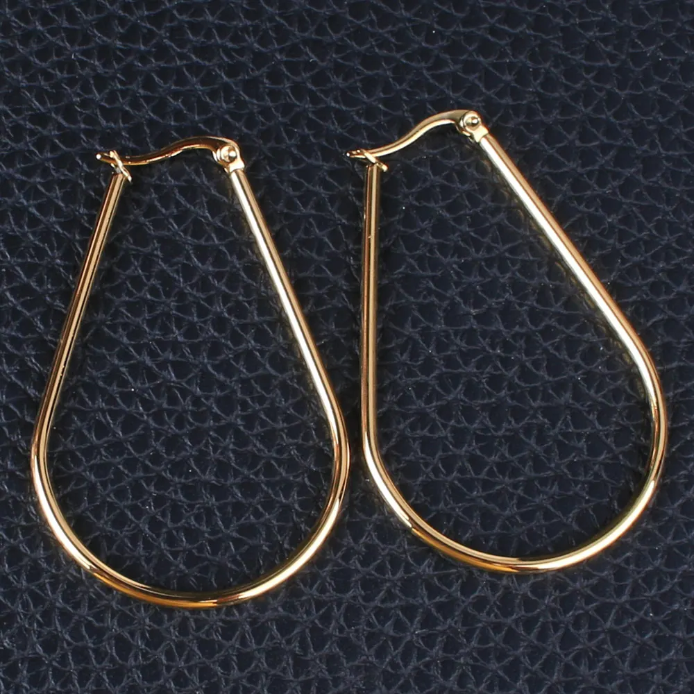 Большие овальные серьги-капли золотого цвета модные ювелирные изделия из